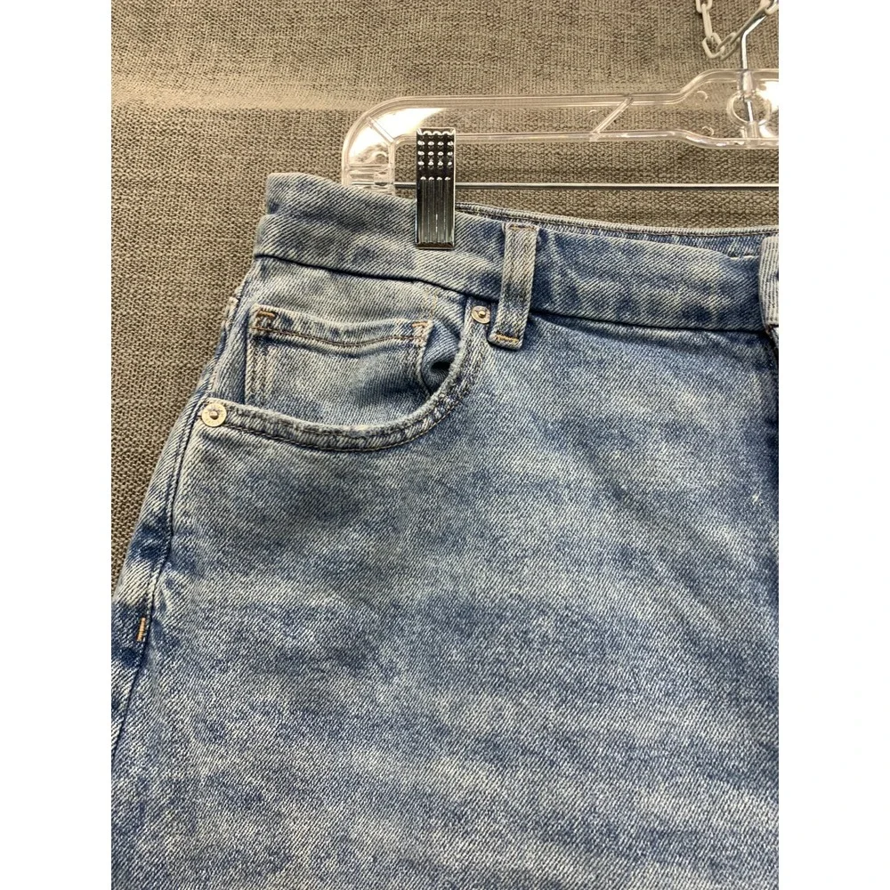 American Eagle Outfitters Curvy Mom Jeans Women 16 Blue Denim Stretch Distressed